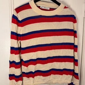 Kling Striped Crewneck Sweater - Red, Royal Blue & Cream - from Spain